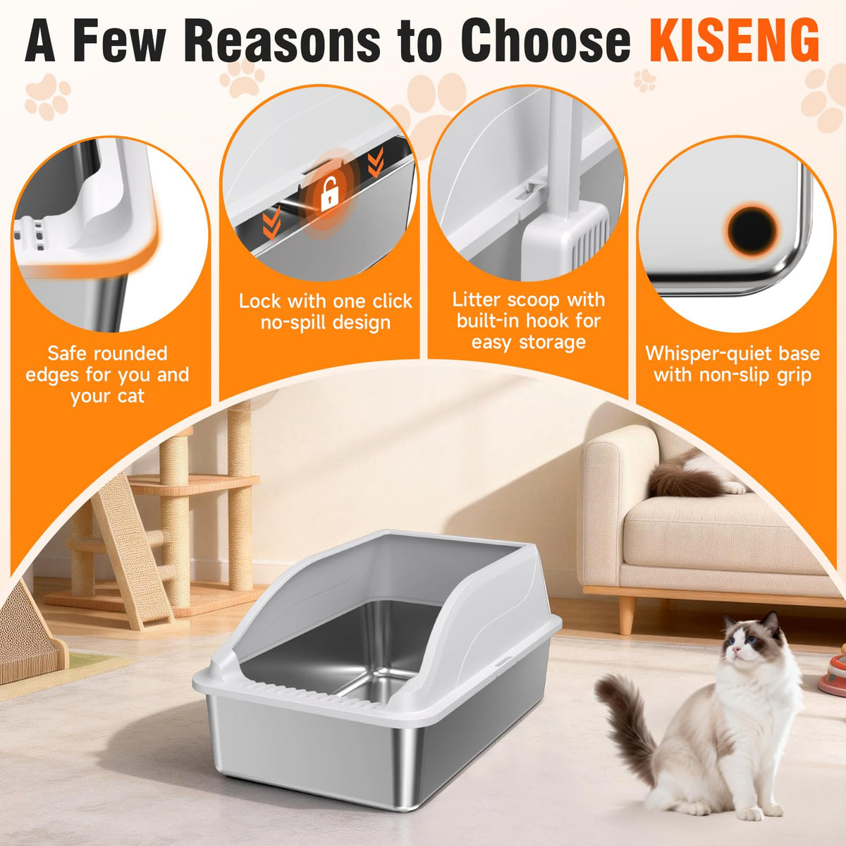 2PACK Stainless Steel Cat Litter Boxes XL Large Metal Pan Include Scoop