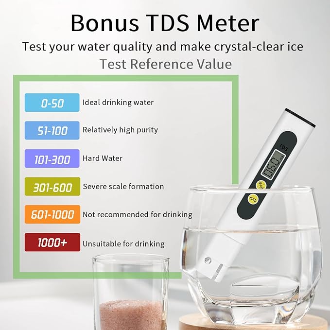 ecozy Nugget Ice Maker Countertop, Smart Portable Crushed Ice Maker with Voice Control, Pellet Chewable Ice 33lbs/24H, Self-Cleaning, with APP WiFi, Timer Function and Status Alerts, Bonus TDS Meter