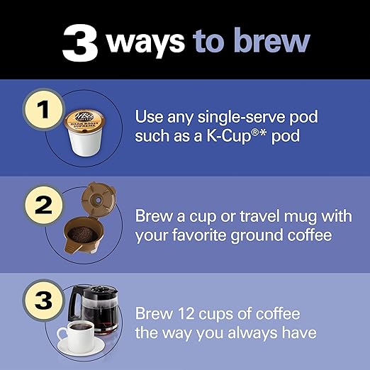 Hamilton Beach FlexBrew Trio 2-Way Coffee Maker, Compatible with K-Cup Pods or Grounds, Combo, Single Serve & Full 12c Pot, Black