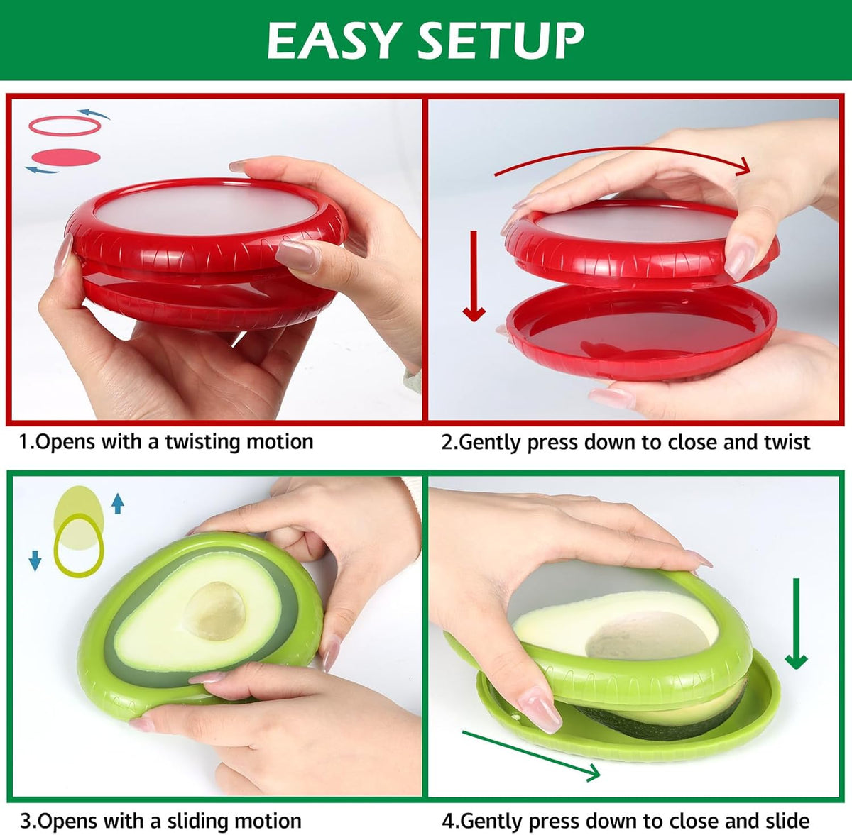 Avocado Saver and Onion Storage 4 Set - Reusable refrigerator fruit storage containers - is the storage Apples, Tomatoes, Tomato,Garlic for Ideal