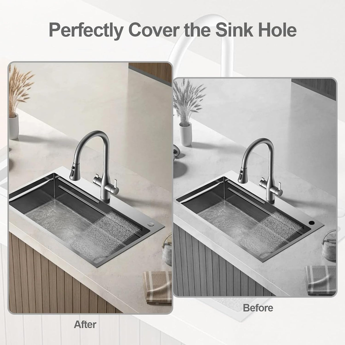 2 Pack Kitchen Sink Hole Cover Sink Hole Cover Stainless Steel Hole Plate Stopper Cover Blanking Metal Plug