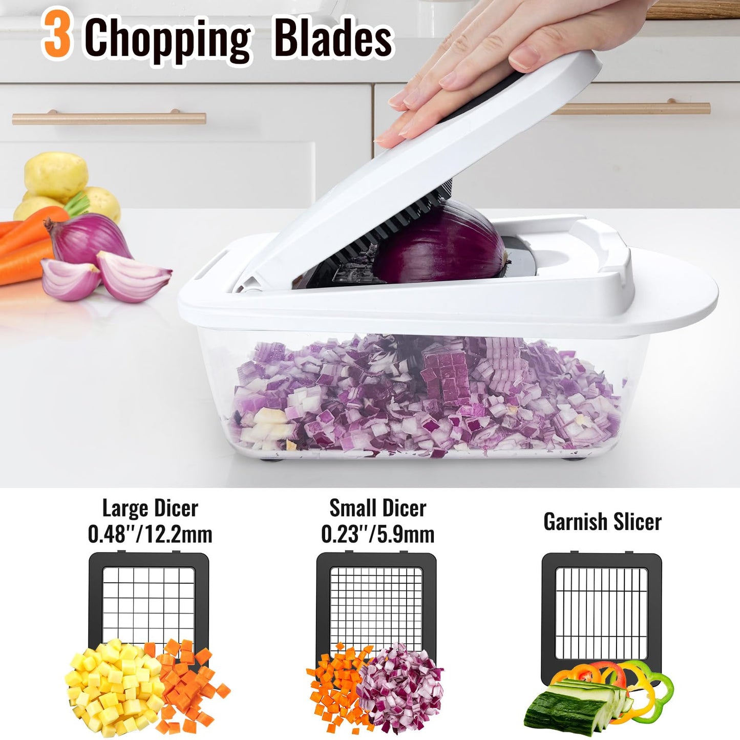 Ukeetap 8-Blade Cook Tool & Gadget Sets, Chopper Slicer Grater Set, White