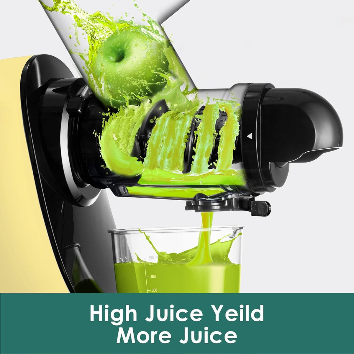 Slow Juicers, Cold Pressed Juicer Machine with 3-inch Large Feeding Chute,Masticating Juicer Machines Vegetable and Fruit,BPA Free, Powerfull 200w Motor(Yellow)