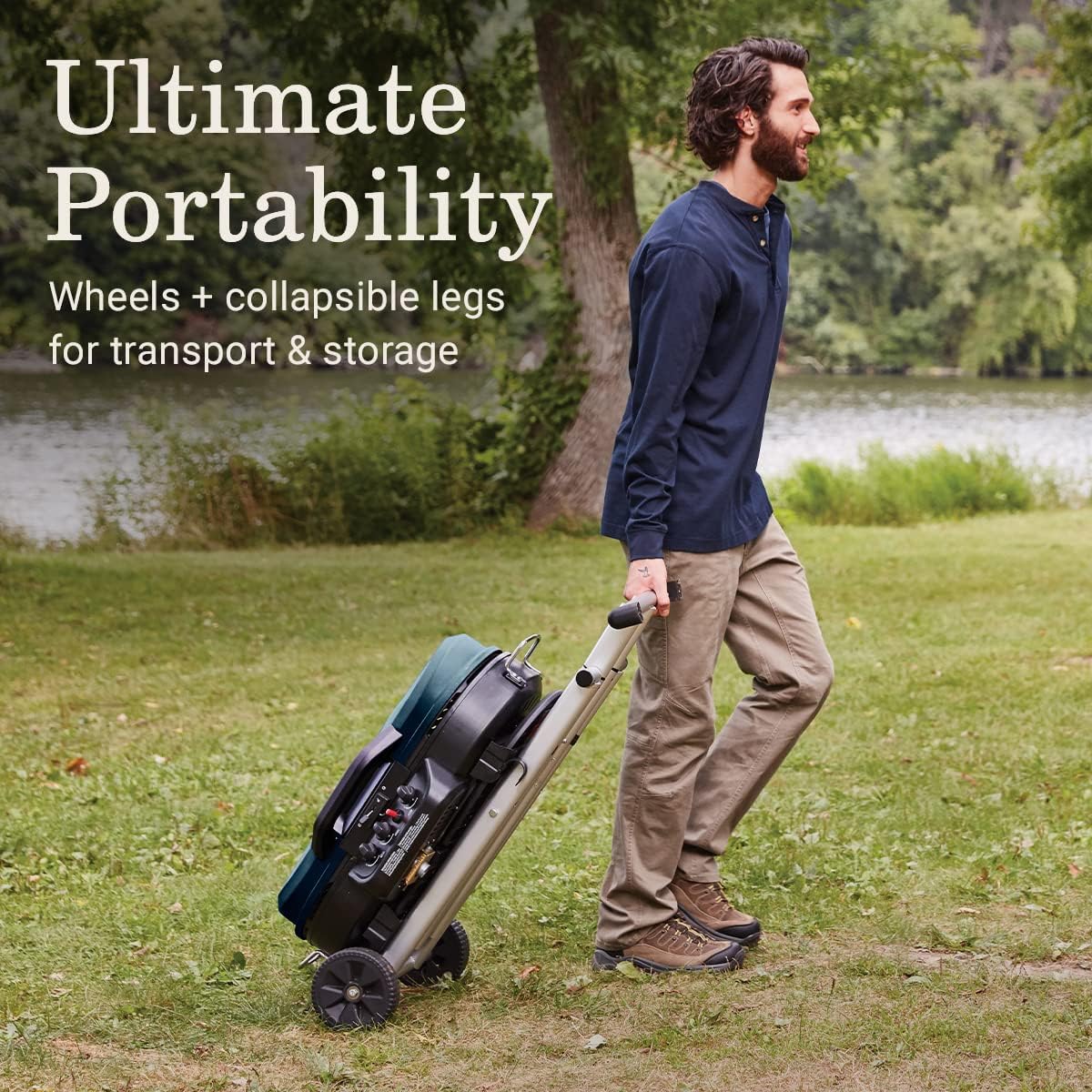 Coleman RoadTrip 285 Portable Stand-Up Propane Grill with 3 Adjustable Burners & Instastart Ignition, 20,000 BTUs of Power for Outdoor Cooking, Camping, Tailgating, Grilling, BBQs, & More