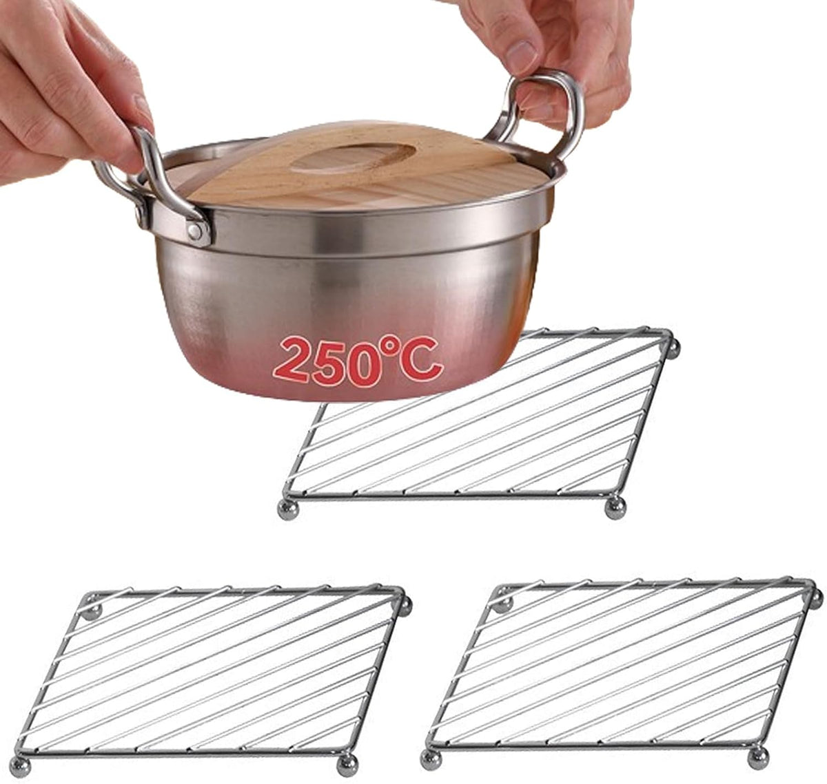 Stainless Steel Trivets Heat Resistant Insulated Hot Pads Table Dish Mat Tableware Placemat Dining Table Decor Hot Pads Cooking and Baking Pans Holder Air Fryer Oven cookie cooling racks(3pcs)