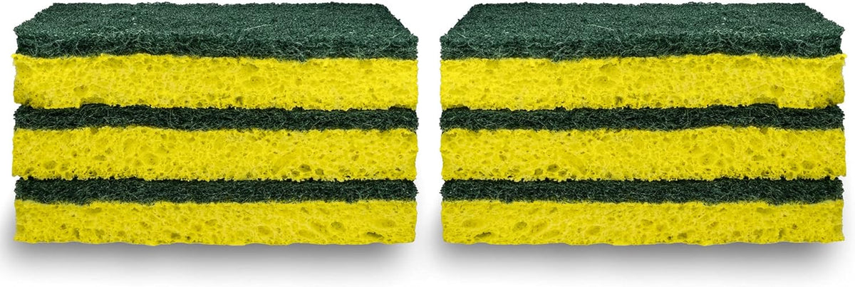 Amazon Basics Cleaning Sponges, Multipurpose, Heavy Duty Scrub Sponges, Yellow/Green, 12-Pack (2 Packs of 6)