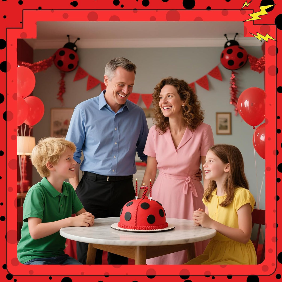13PCS Ladybug Theme Birthday Candles Set - Red & Black Polka Dot Decorative Candles for Kids Ladybug Themed Parties, Baby Showers, Birthday Cakes, and Ladybird Inspired Celebrations(Number 7)