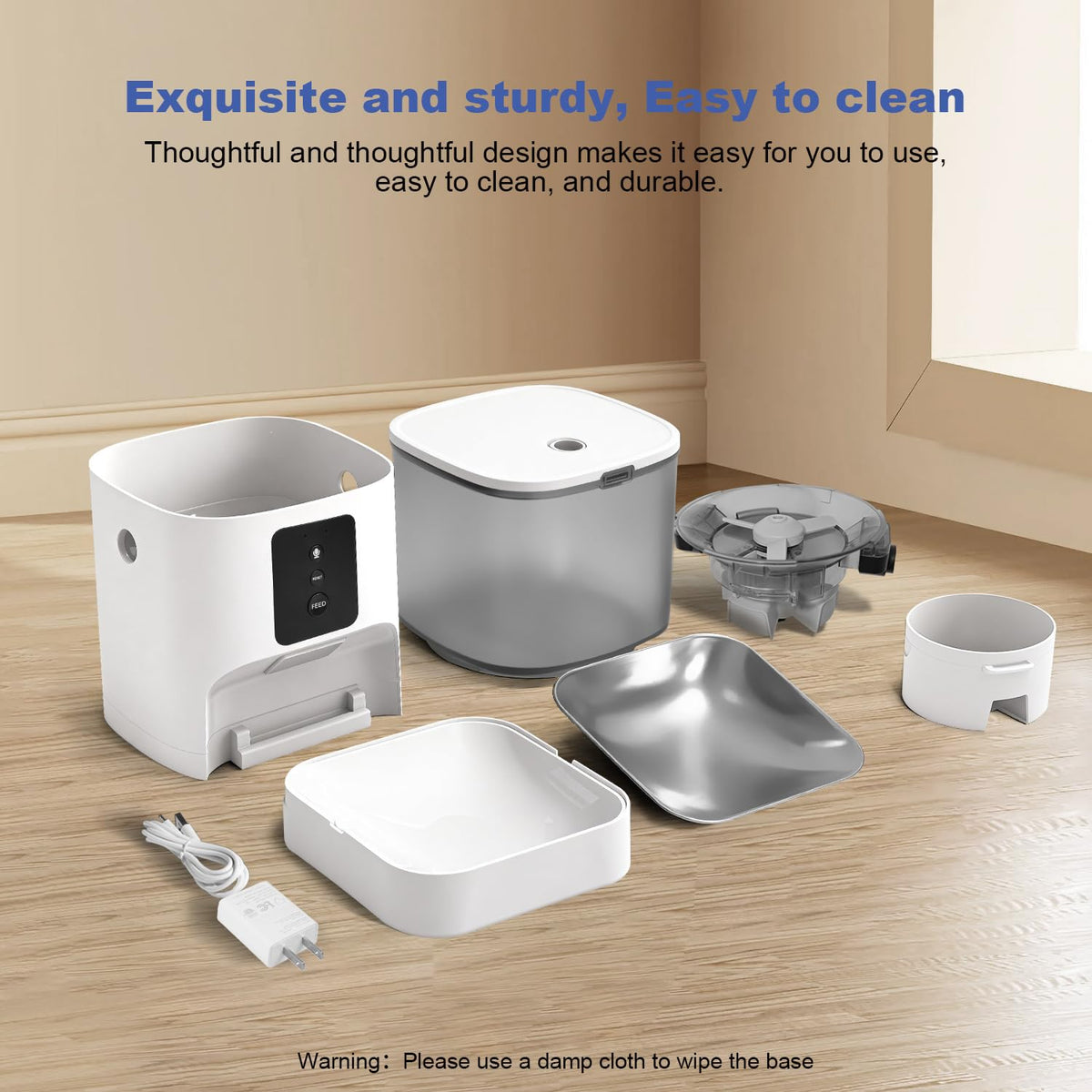 ANDOLL HOME 2.4G Automatic Cat Feeder, 4L WiFi Food Dispenser with 10s Voice Recorder, Pet Feeder up to 10 Meals per Day, Timed Cat Feeder with Dry Food Sealed Ring