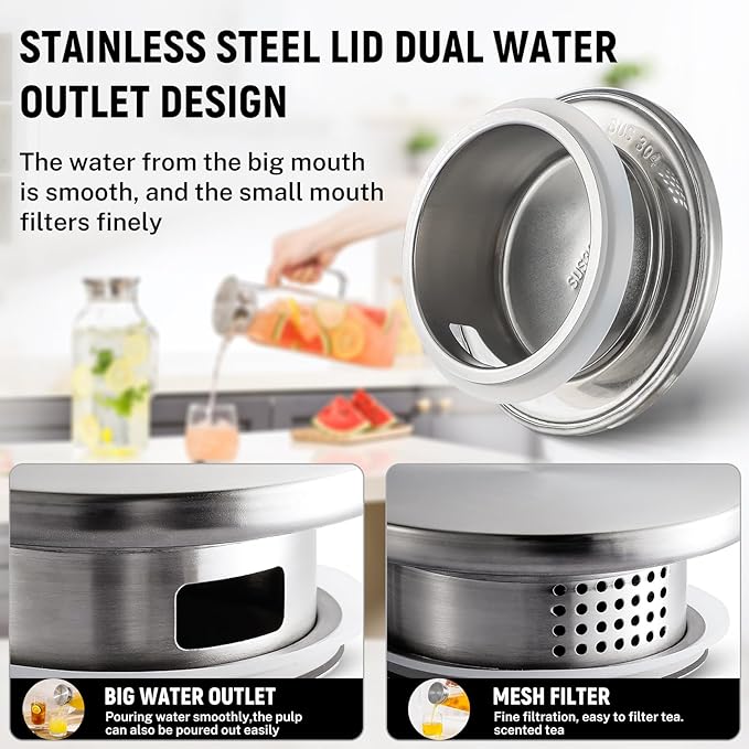 Netany 4 Pack 2 Liters/68 oz Square Glass Pitcher with Lid and Handle for Fridge, Iced Tea and Coffee Carafe Beverage Serveware, Heat Resistant Borosilicate Water Jug for Hot/Cold Drinks and Milk
