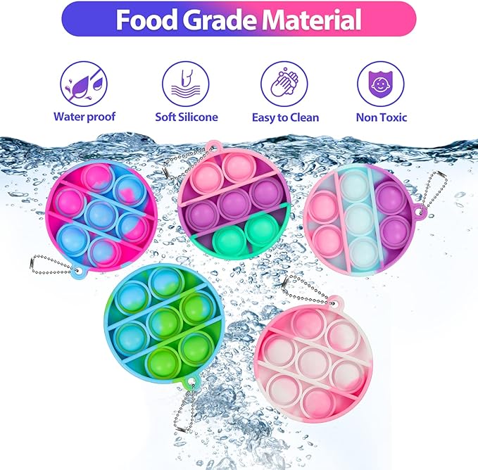 Pop Fidget Toys Bulk Its Party Favors for Kids 4-8 8-12 30 PCS Mini Pop Keychain It Sensory Fidget Toy Pack Fidgets for Classroom Prizes Students Kids Carnival Birthday Goodie Bag Stuffers Fillers