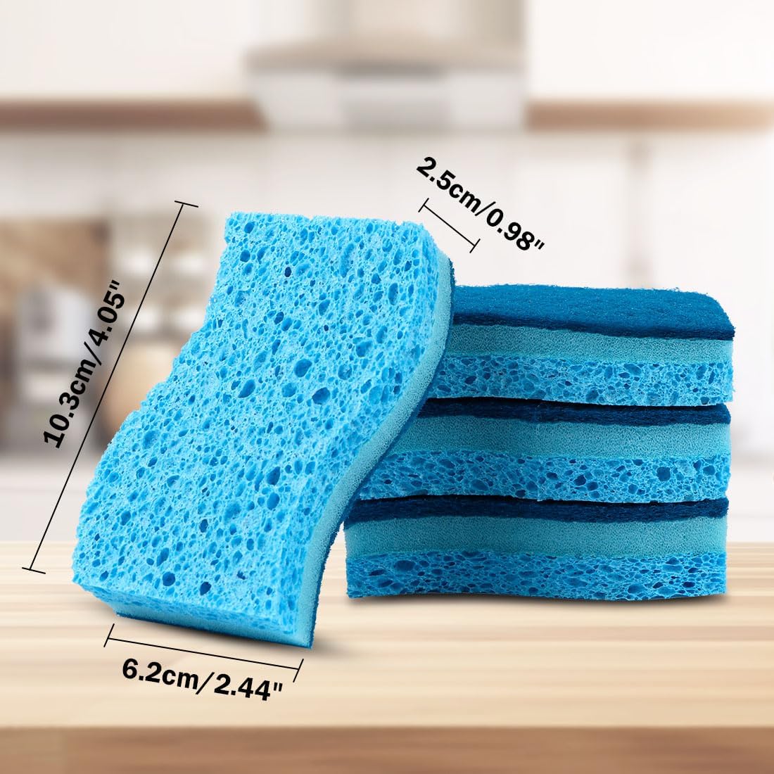 AIDEA Sponges Kitchen, Non-Scratch Scrub Sponge, 6Count, Sponges for Non-Stick Cookware, Kitchen Sponge for Dishes, Cleans Fast Without Scratching, Cleaning Power for Kitchen, Bathroom, Household
