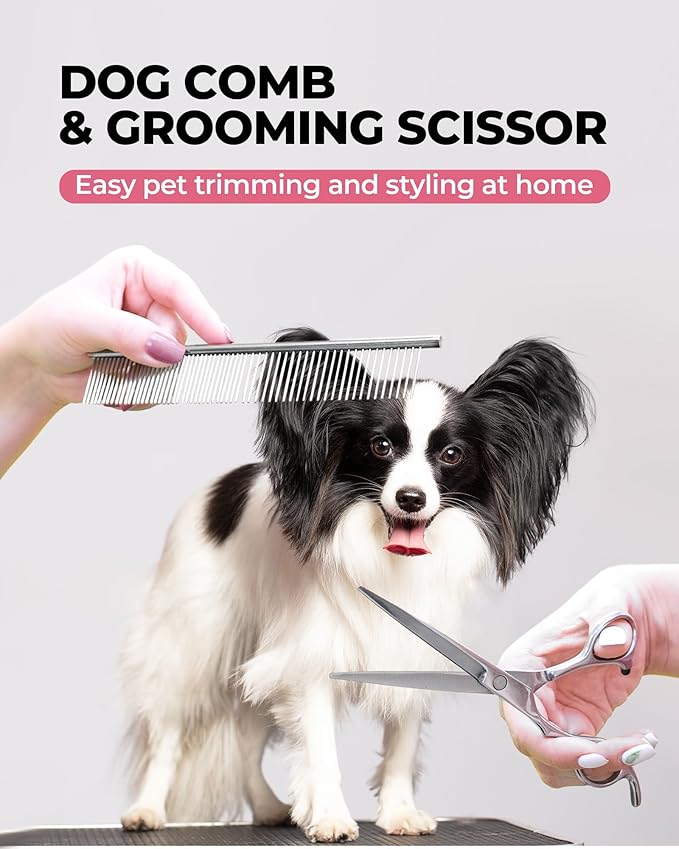 Dog Brush for Shedding Grooming,6 Pack Long-Pin Brush Set for Long Haired Dog Cat Goldendoodles Poodles Doodles Pink