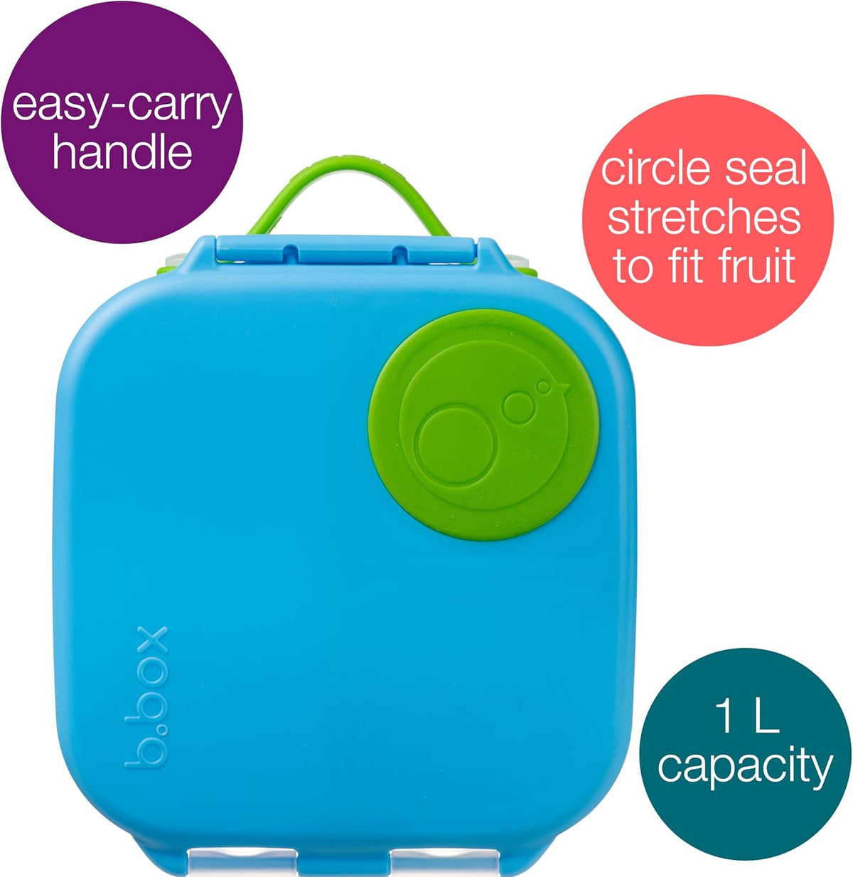 b.box Mini Lunch Box, Bento Box for Kids, Snack Container with 2 Leak Proof Compartments, Reusable Snack Containers with Lids, Kids Lunch Boxes Ages 3+, BPA Free, 4 1/4 Cup Capacity (Ocean Breeze)