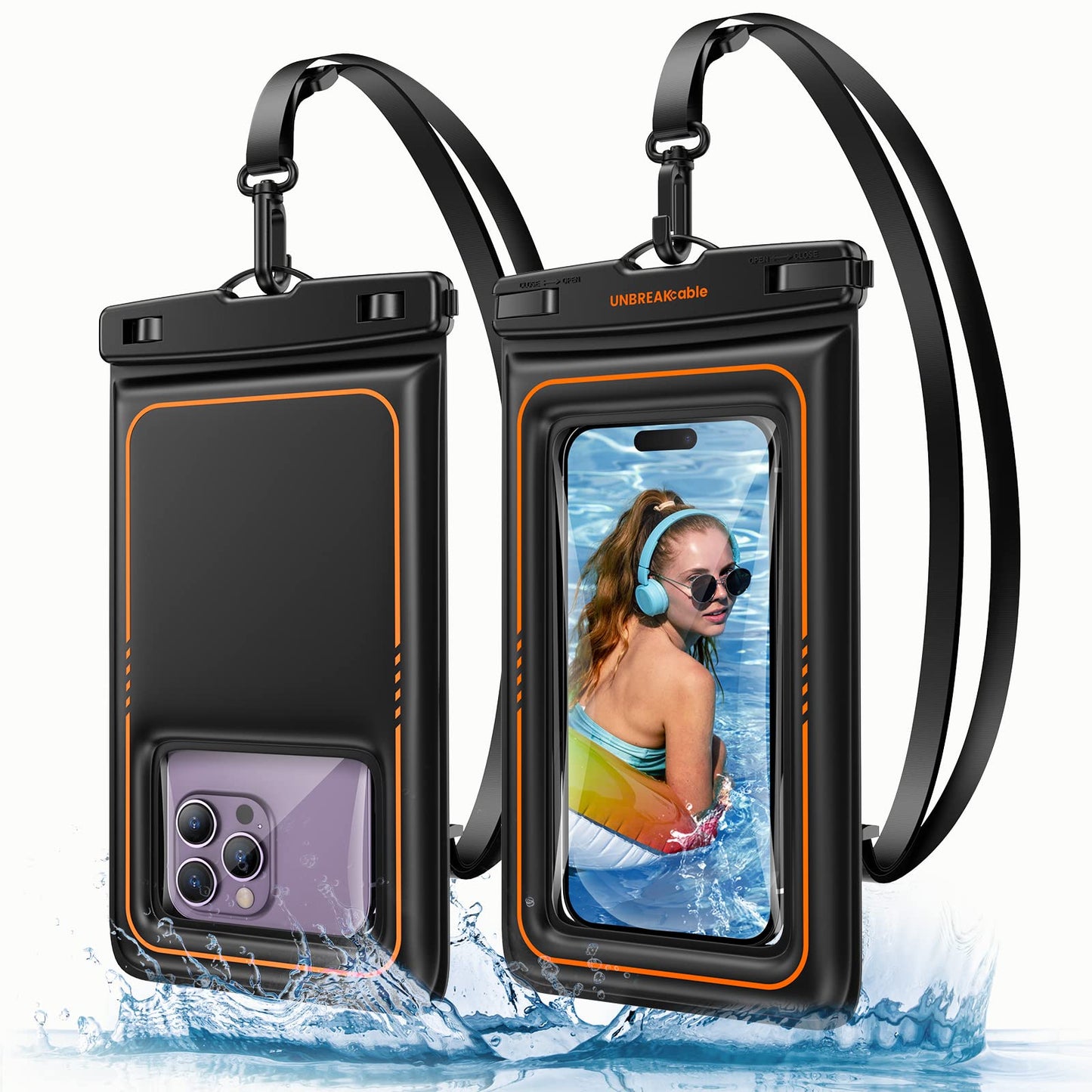 UNBREAKcable Waterproof Phone Pouch 2 Pack, Floating Waterproof Phone Case