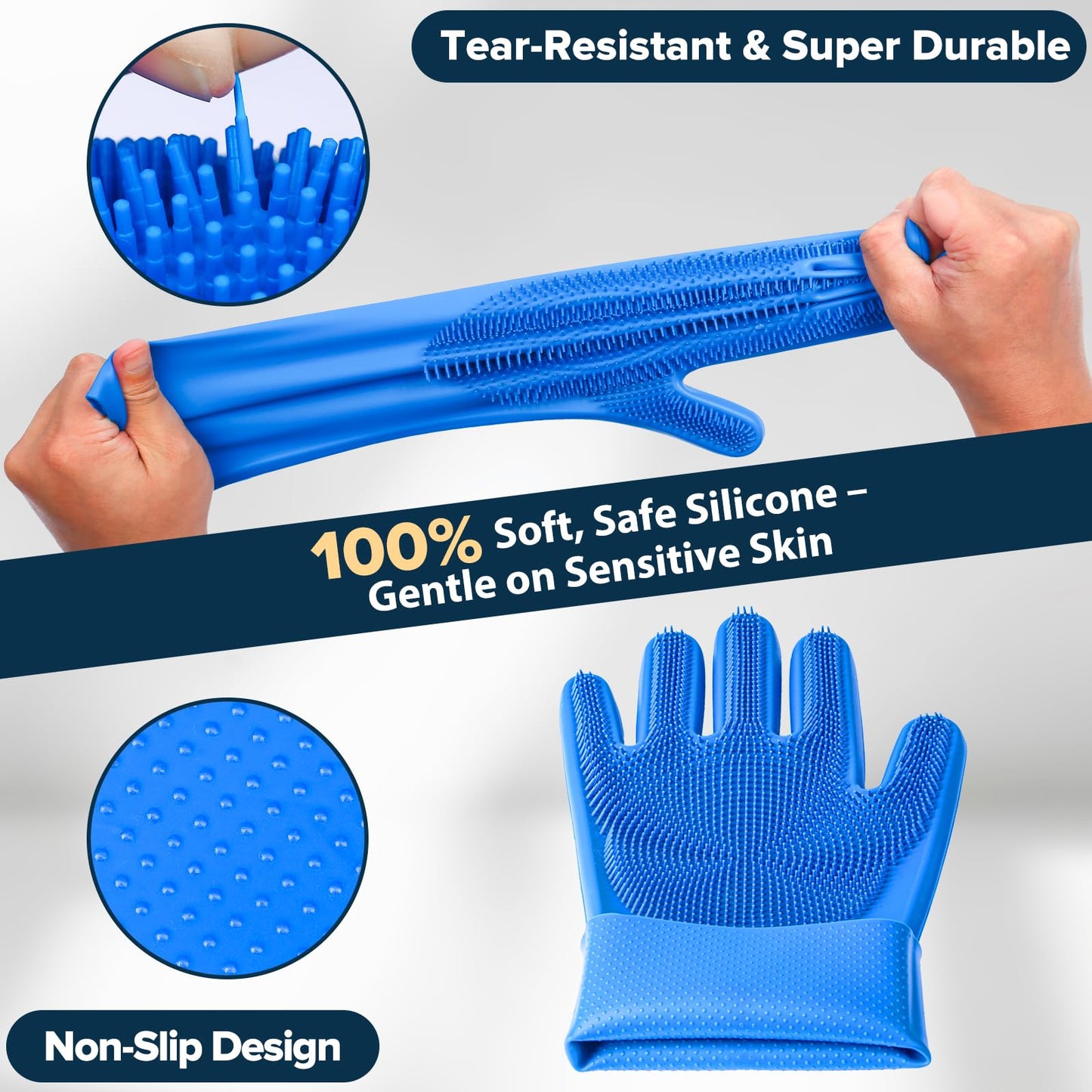 6PCS Grooming & Bath Supplies for Dogs, Cats | Dog Washing Gloves | Dog Bath Brush | Dog Shower Brush | Pet Grooming Gloves | Dog Grooming kit | Pet Supplies for Showerhead & Sprayer (Navy Blue)