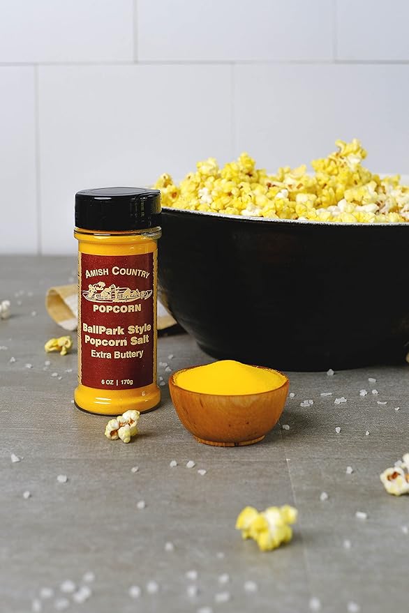 Amish Country Popcorn | Seasoning Variety Pack | BallPark Style Buttersalt - 5.5 oz and White Cheddar Cheese - 3.8 oz | 2 Pack Popcorn Seasoning