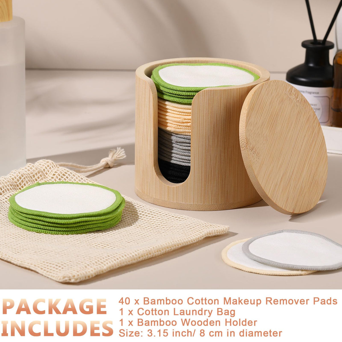 Foaincore 40 Pcs Reusable Makeup Remover Cotton Pads, Integrated Color