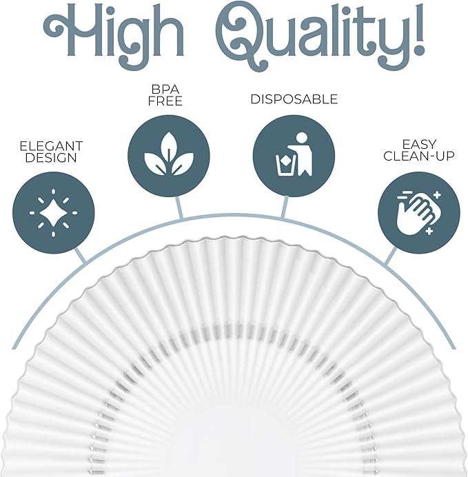 Exquisite 80 Piece Plastic Disposable Plates Set For 40 Guests I 20 X 9 Inch & 40 X 11 Inch Disposable Plastic Plates | Color: Clear | Great for Weddings Parties And Formal Occasions