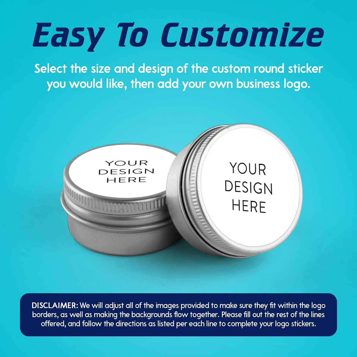 100 Custom Vinyl Stickers - Upload Your own Image, Text, Design, Logo - Personalized Logo Labels for Handmade, Packaging, Bottle, Jars, Candle, Brand Stickers (White, 1.5x1.5)