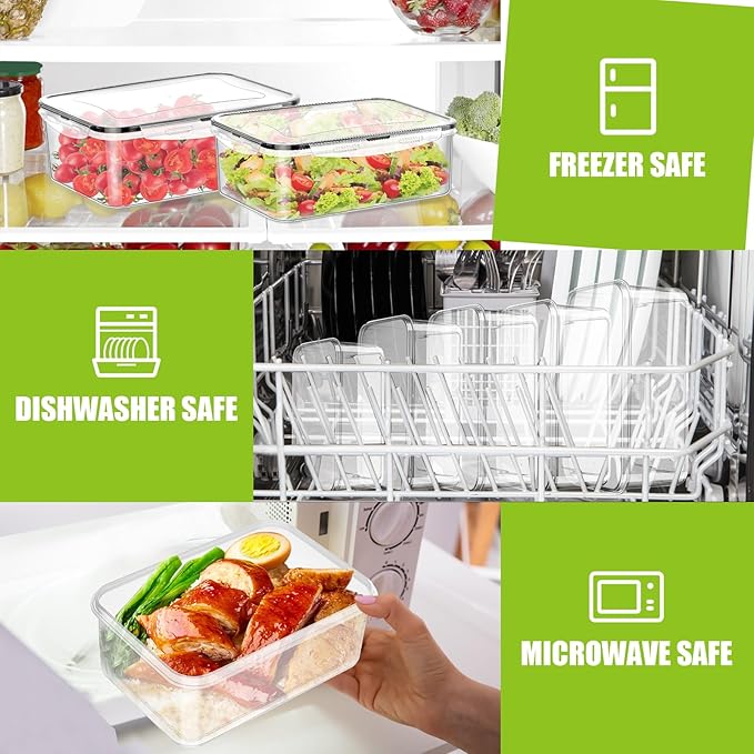Meal Prep Containers 5pc, Food Storage Containers with Lids BPA Free Plastic, Food Storage Containers Airtight Leakproof Stackable Transparent Dishwasher & Freezer Safe(300-2800ml)