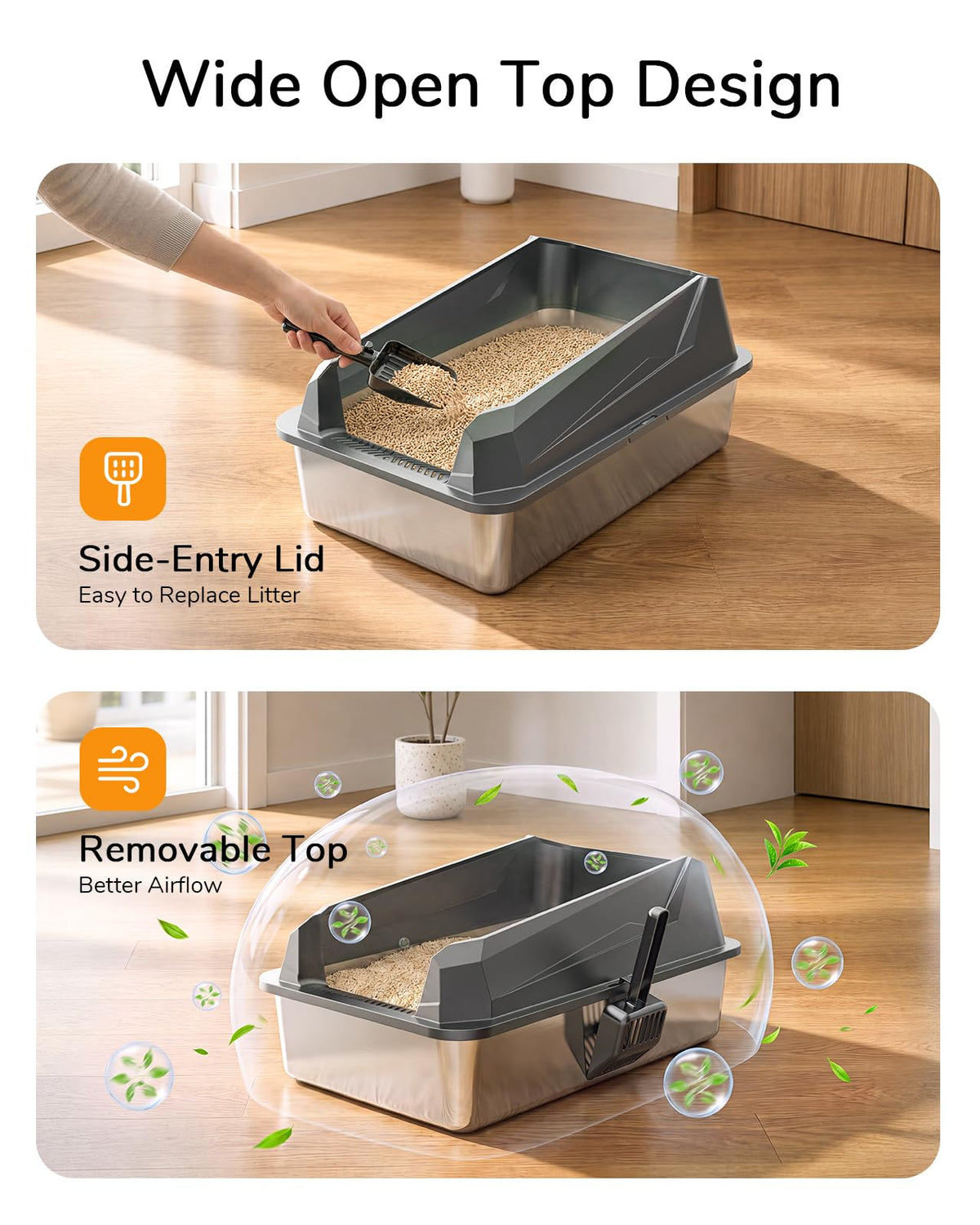 JINXUANTANG XL Cat Litter Box: High-Sided Anti-Urine Leakage for Big Cats