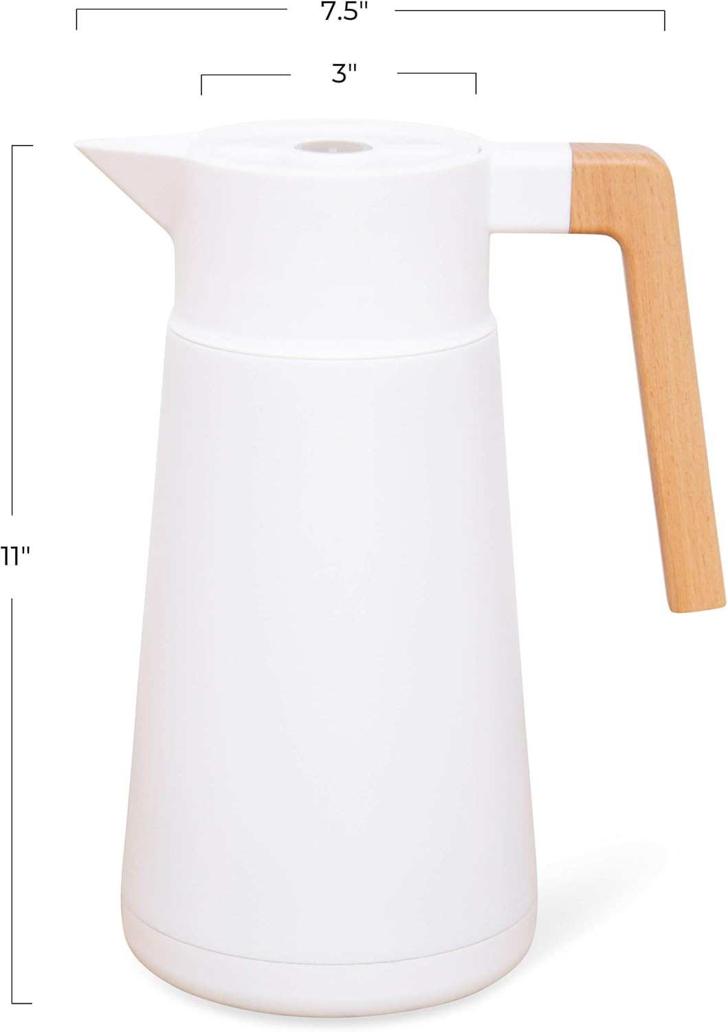 Hastings Collective Thermal Coffee Carafe 68 Oz - Large Stainless Steel Insulated Carafe - 2 Liter Double Walled Vacuum Thermos Coffee and Beverage Dispenser with Tea Infuser and Strainer (White)