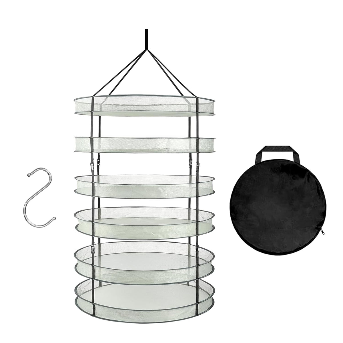 Simple Deluxe 6 Layer 36'' Herb Drying Rack with Hook, Detachable Design Hanging Dry Mesh Folding Basket Dryer for Clothes, Herbs