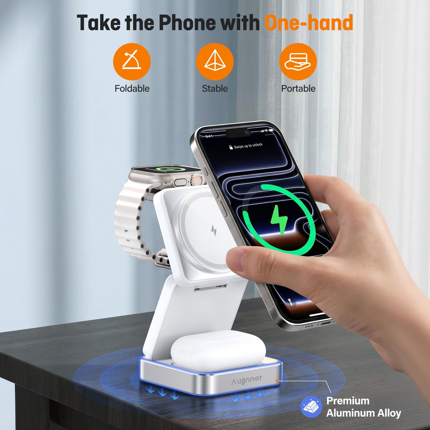 Foldable 15W Wireless Charging Station for iPhone Apple Watch Airpods