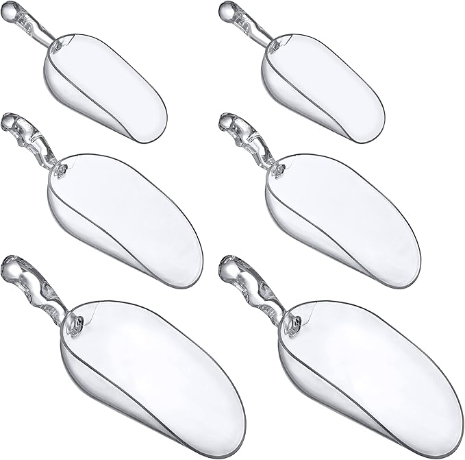 Amazing Abby - Elsa - Plastic Ice Scoops (6-Piece Set), Plastic Utility Scoops, 5/12/24-Ounce Capacity, BPA-Free, Food-Grade, Shatter-Proof, Perfect for Home and Commercial Use