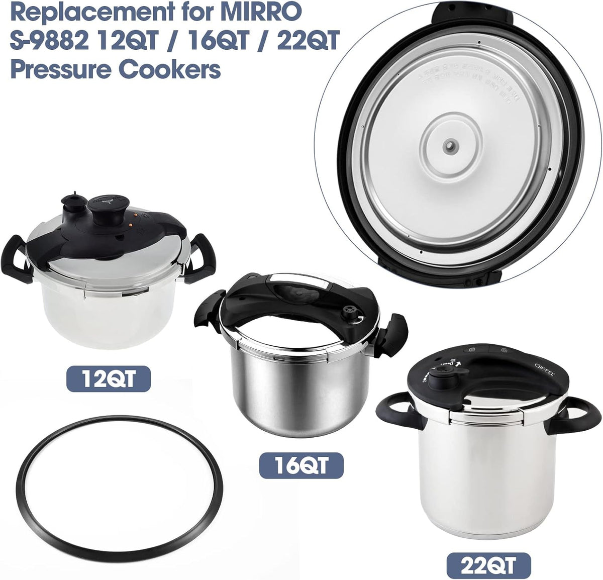 S-9882 Pressure Cooker Gasket,Canner Sealing Replacement for Mirro Pressure Gasket 12qt/16qt/22qt,M-0512,M-0522,M-0312, M-0406,M-0416,M-0526,M-0622