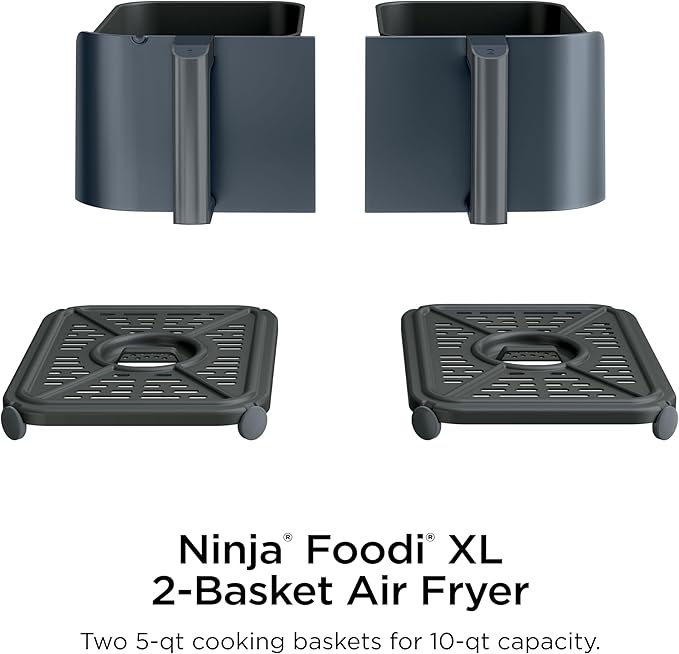 Ninja Air Fryer, Thermometer, Roast, Bake, Air Fry, Crisps, Broil, Reheats, Keep Warm, 10-in-1, Fries, Frozen Food, Veggies, and Meat, Quick Meals, Healthy Meals, Less Oil, 10 QT, GREY, DZ550GY