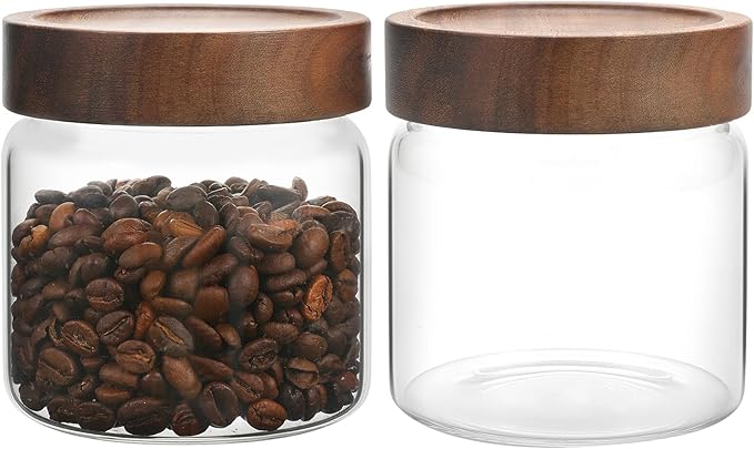 Small Glass Jars With Lids 16oz Spice Jars with Screw Lids Kitchen Clear Glass Storage Canister Container for Salt Herbs Cinnamon Coffee Seasoning Candy Cookie Tea (16oz(500ml)-2 pack)