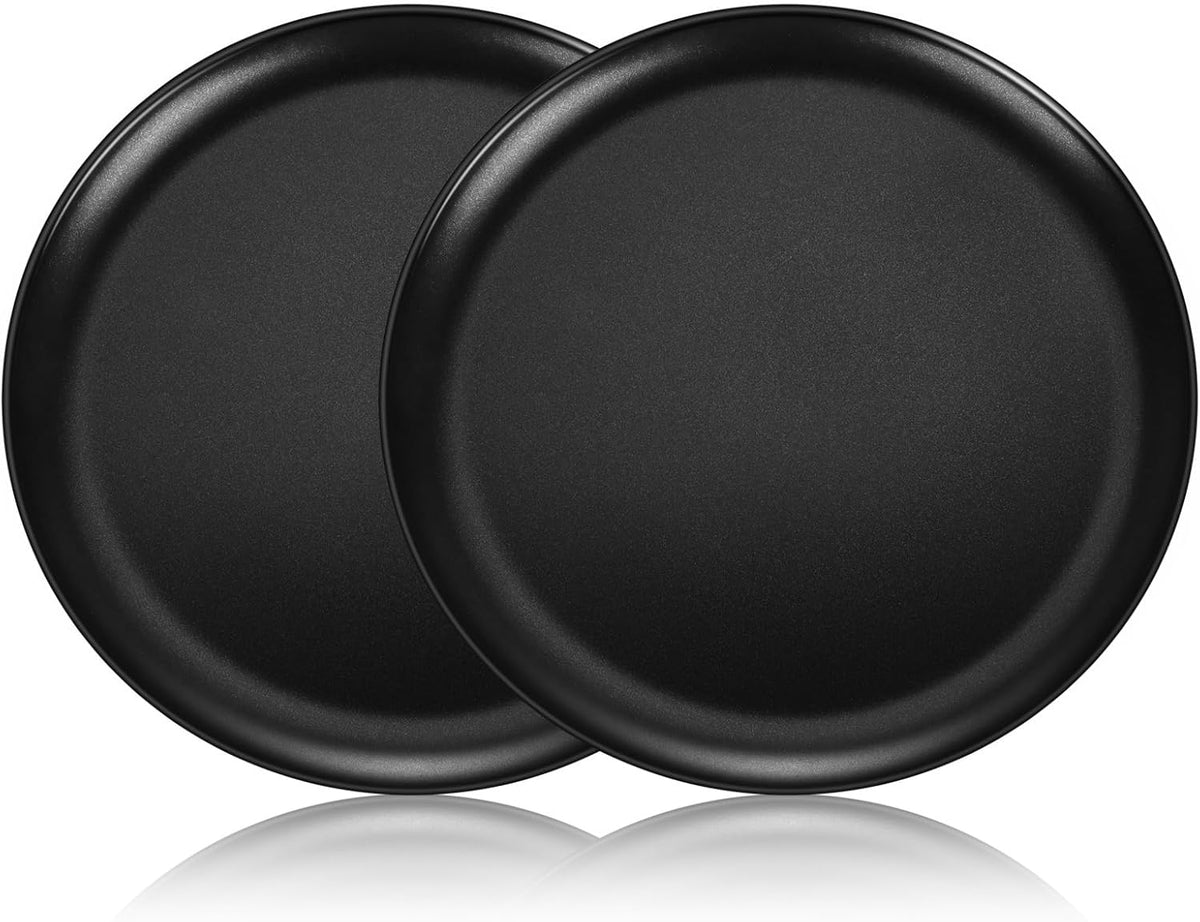 TeamFar Pizza Pan, 12 Inch Pizza Tray Round Baking Pan Set with Stainless Steel Core & Non-stick Coating, for Cooking Serving Roasting Prepping, Healthy & Oven Safe, Heavy Duty & Sturdy – Set of 2