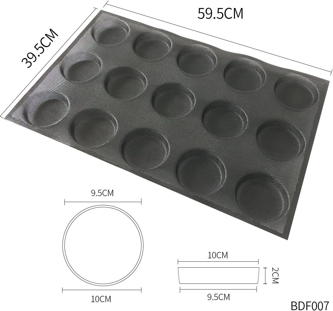 Bluedrop Silicone Hamburger Bread Forms Round Shape Bread Tray Silicone Perforated Silicone Bakery Molds Crusty Bread Bakeware
