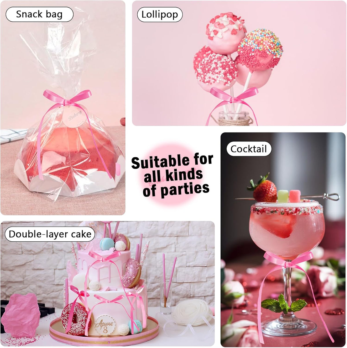 20 Pcs Pink Bow Cake Toppers Bowknot Cupcake Topper Bowtie Cake Decoration Ribbon Bows Picks Pink Bow Coquette Birthday Decorations for Girls Princess Bridal Shower Birthday Wedding Party