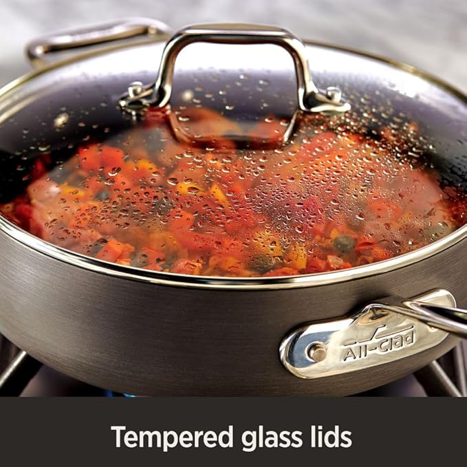 All-Clad HA1 Hard Anodized Non Stick Everyday Pan w/ Lid and Handles, 12 Inch, Induction, Oven Broiler Safe 500F, Lid Safe 350F, Deep Frying Pan, Skillet, Pots and Pans, Kitchen, Cookware, Black