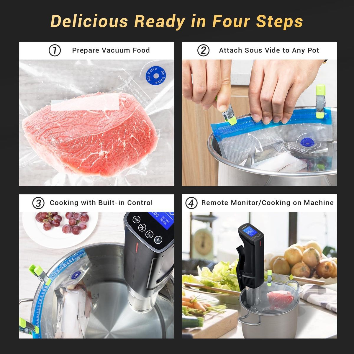 NKBIRD WIFI Sous Vide Cooker ISV-100W, 1000 Watts Fast-Heating W/Free APP,Sous Vide Machine Immersion Circulator w/ 14 Free Preset Recipes, Thermal Immersion w/Smart Timer, Calibration Function