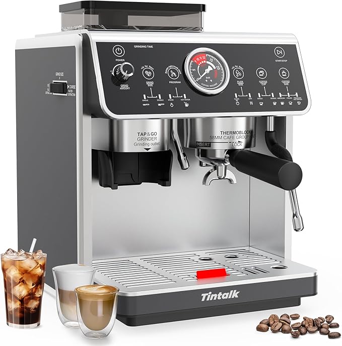 TEM650 Espresso Machine,Coffee Maker 20 Bar High Press Extraction- with 15 Grind Setting & Dual Heating System, 2.7L Detachable Wanter Tank, Separate Hot Water Spout- Cup Warmer Function
