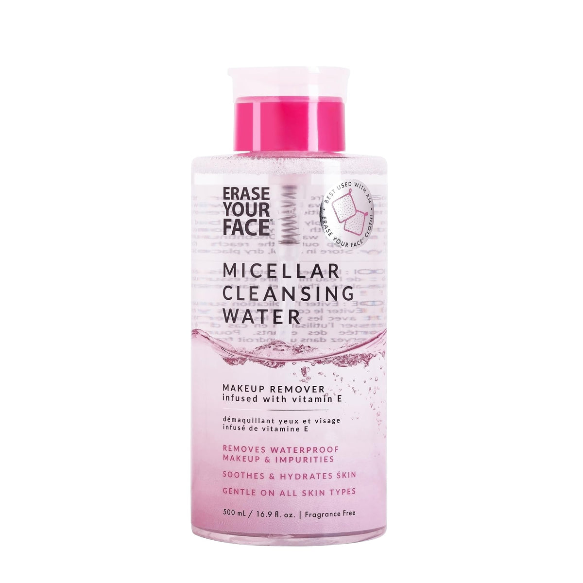 ERASE YOUR FACE Micellar Cleansing Water Makeup Remover, 500ml