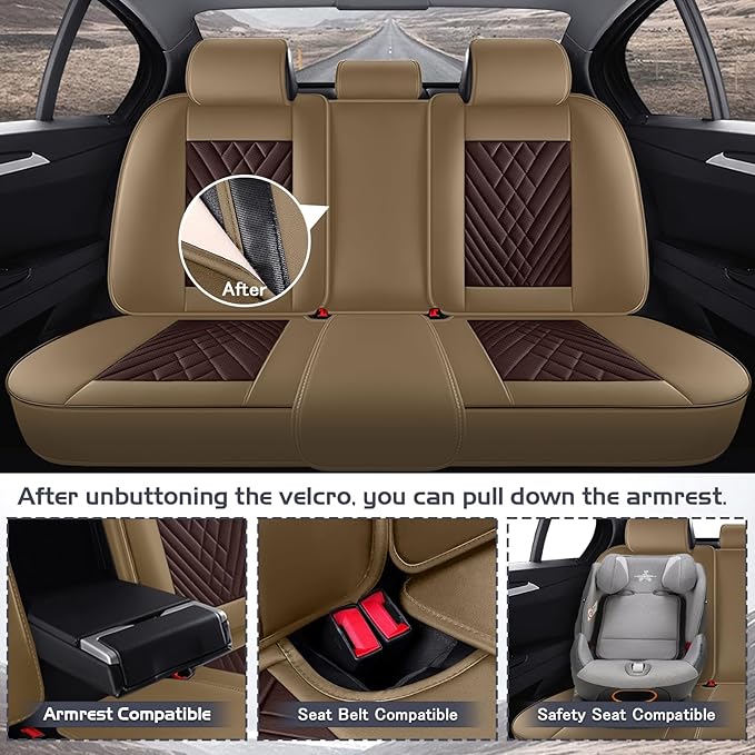 Truck Seat Covers for Nissan Frontier 2009-2026, Waterproof Premium Leather Full Coverage Car Seat Cover, Muscle Sport Style Auto Interior Seat Cover Sets (Full Set/Brown Coffee)