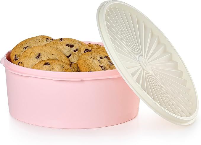 Tupperware Heritage Collection 7.6 Cup Cookie Canister, Vintage Light Pink Color, Dishwasher Safe and BPA Free Container (1.8 L)
