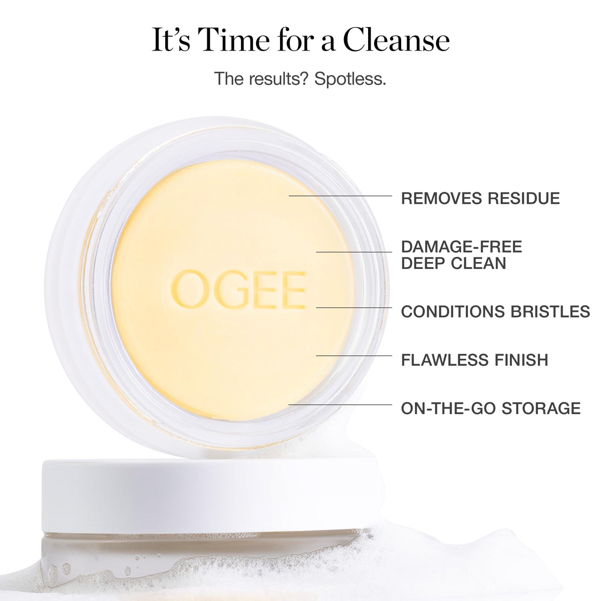 Ogee Brush Wash Bar - Gentle Makeup Brush Cleanser, Organic & Made in USA