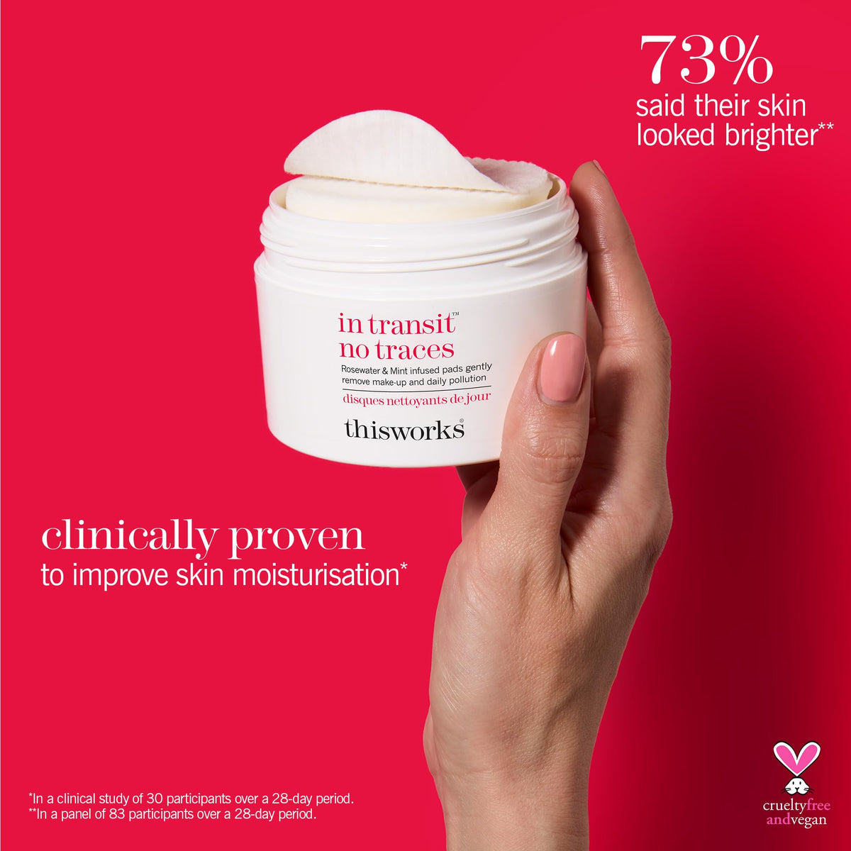 This Works In Transit No Traces - Rosewater & Mint Cleansing Pads, 80 Count