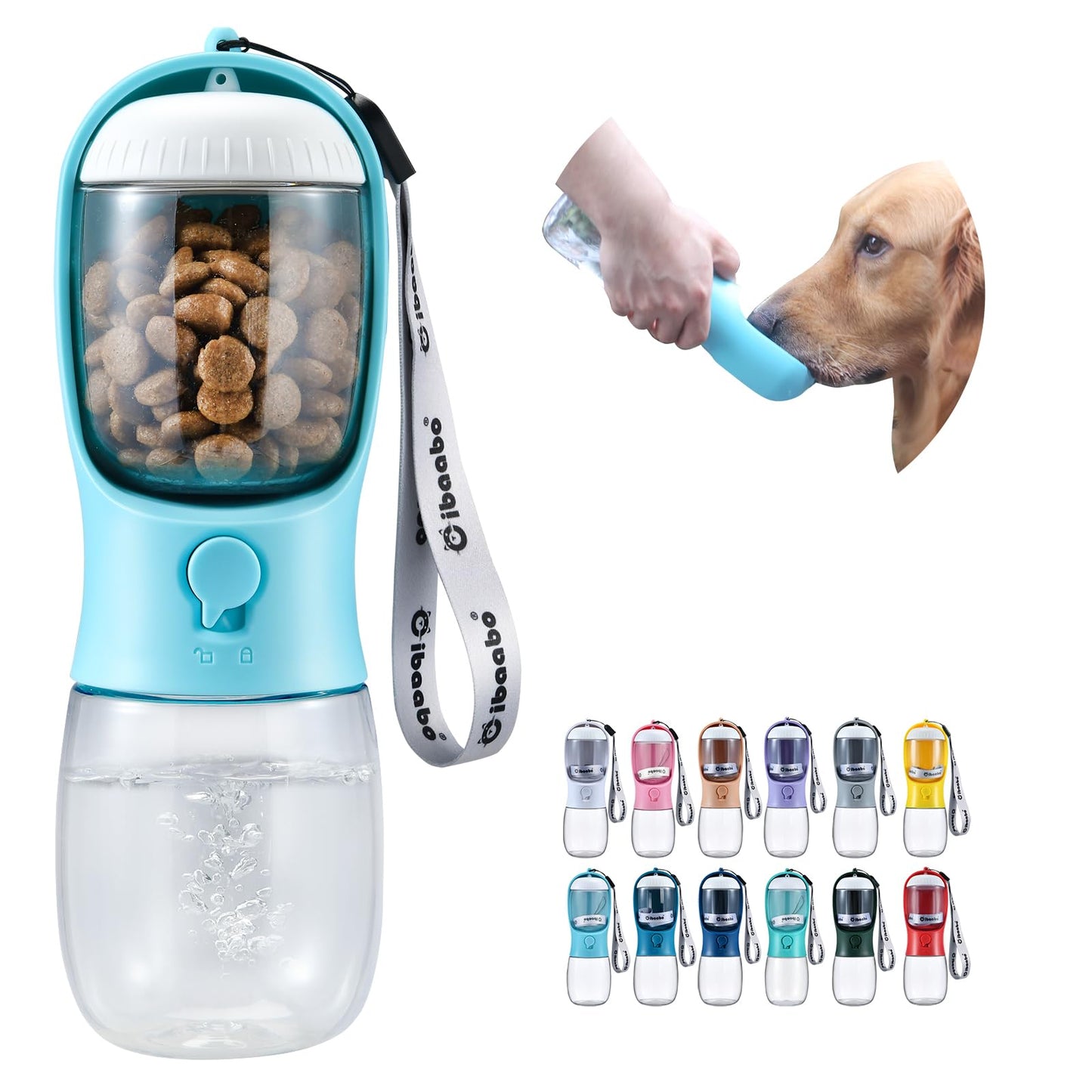 Cibaabo Dog Water Bottle Portable with Food Container & Filter for Travel