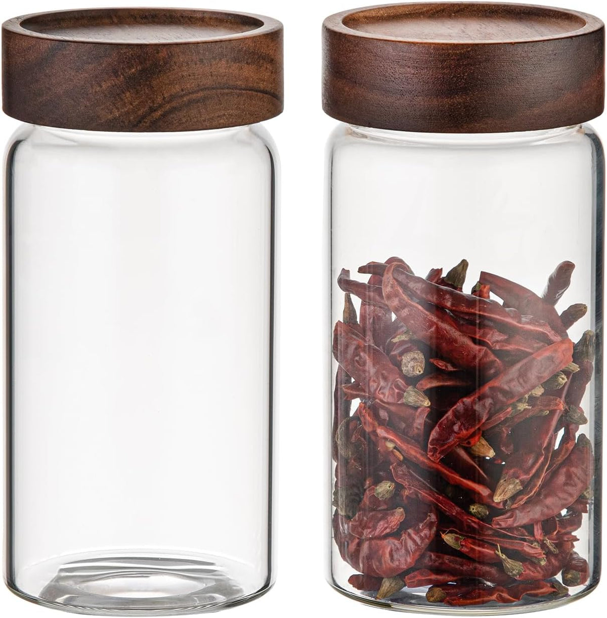 Glass Coffee Jars with Top Screw Lid Round Food Storage Canister Clear Glass Jar for Pantry Sugar Tea Coffee Bean Spice Nuts Cookies Bath Salts (2×550ml(18oz))