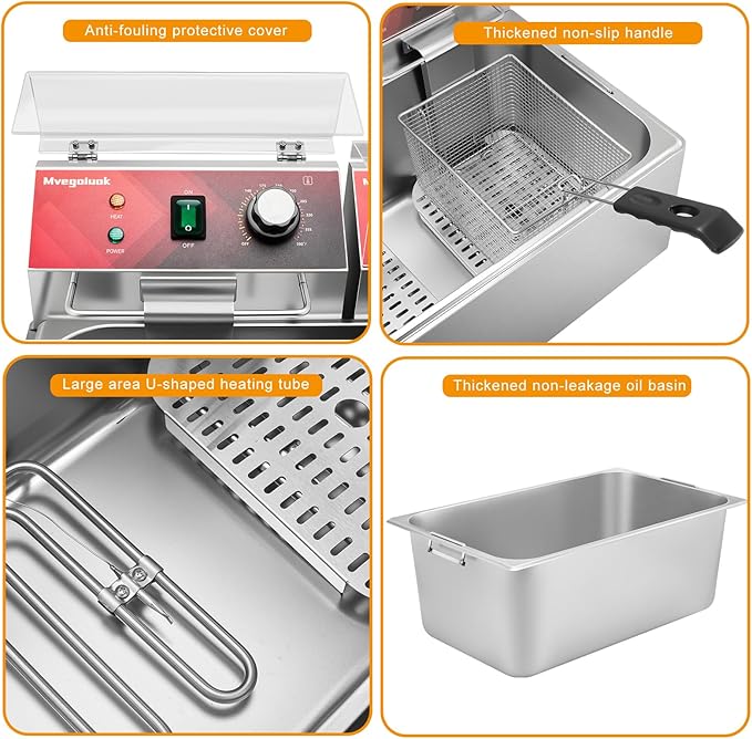 Mvegoiuok Electric Large Deep Fryer With 3 Basket 3600W Commercial Turkey Fryer Pot With Oil Filtration Lid 25QT Stainless Steels Frier for Home Use Oil Fryer