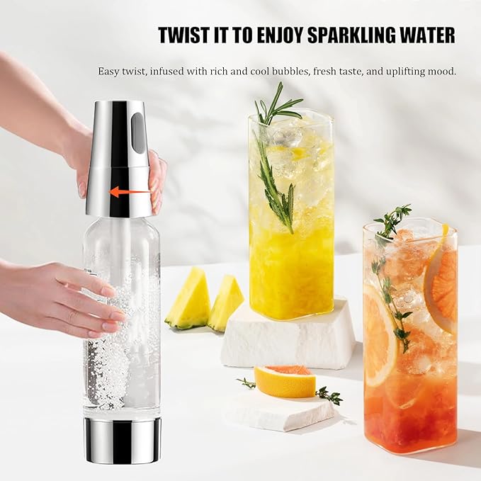 Soda Siphon 1L,Portable Sparkling Water Maker,Compact Carbonated Water Machine for Flavored Drinks Reusable Beverages Machine Kit,Travel Soda Machine for Home & Outdoor