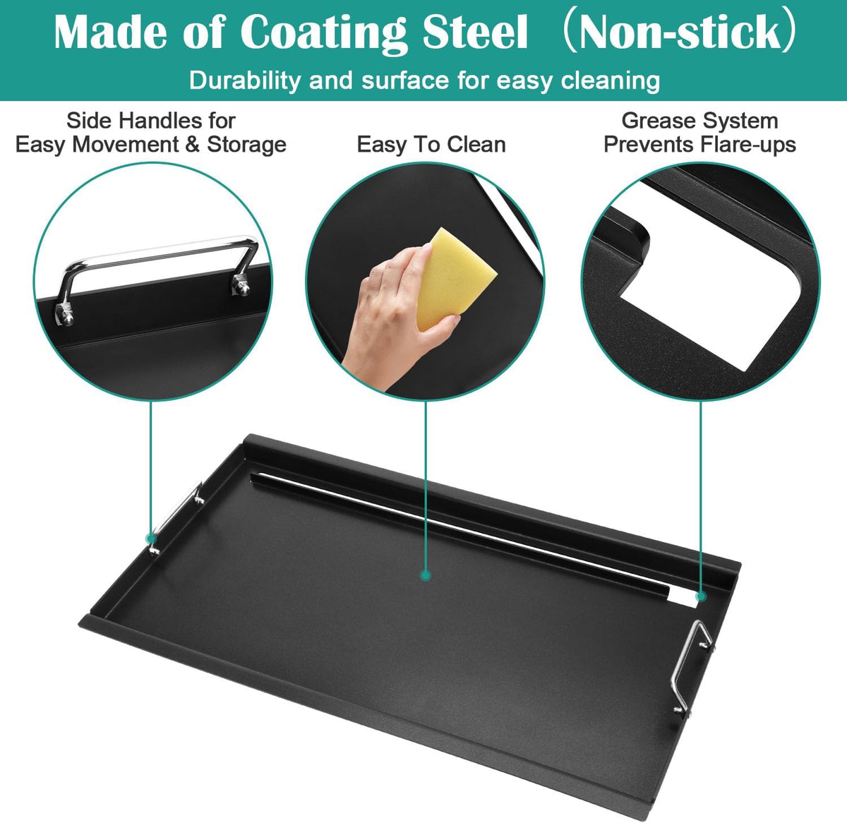 Full Size Griddle Inserts for Char-Broil Performance 6 Burner Series, Flat Top Griddle for Charbroil 463228622 463284422 463229021 463229521 463229521B 463259223 Grill, Replace for G426-0005-W1