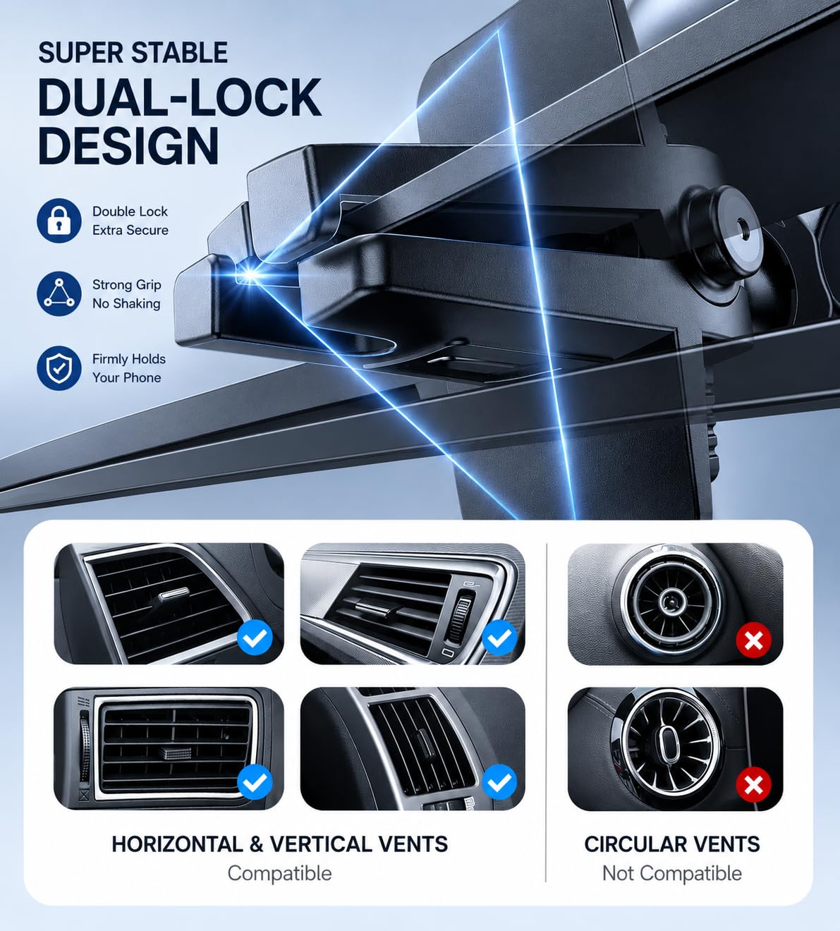 TORRAS 96+LBS Strongest Suction & Military-Grade Universal Car Phone Mount