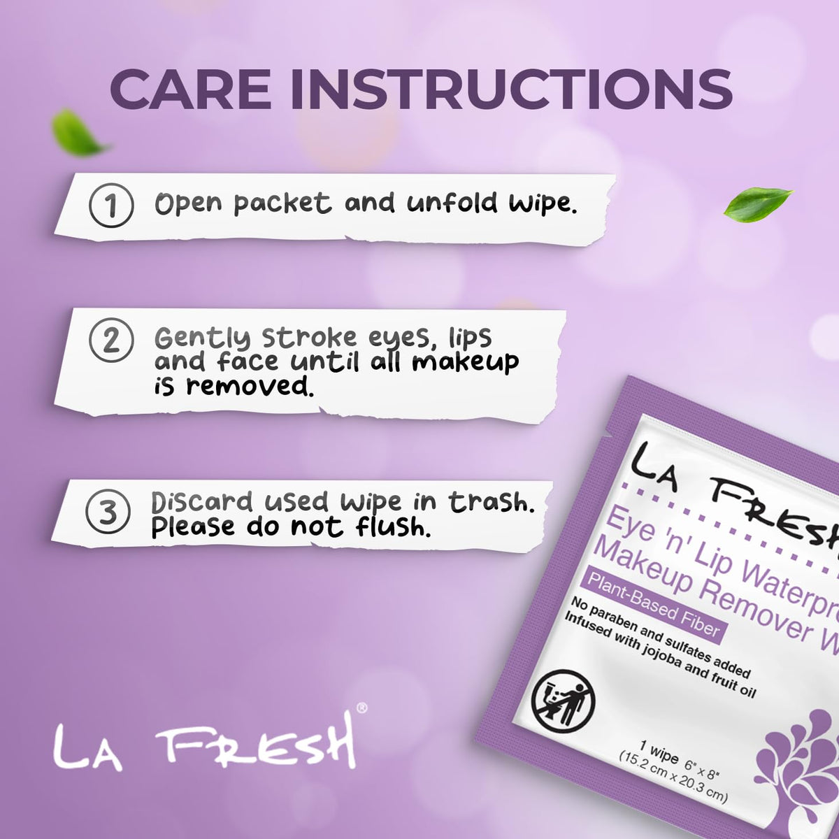 LA Fresh Eye and Lip Makeup Remover Wipes, Waterproof, Pack of 50